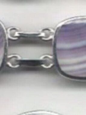 BR1018 Square 2 Bar 8 Inches Wampum Sterling Silver Bracelet